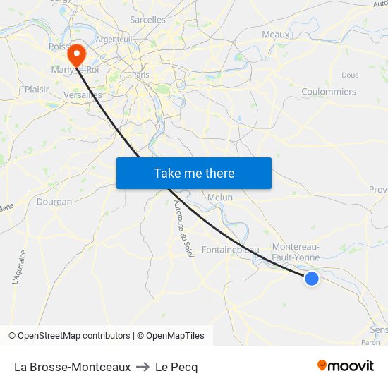 La Brosse-Montceaux to Le Pecq map