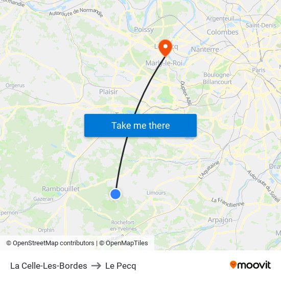 La Celle-Les-Bordes to Le Pecq map