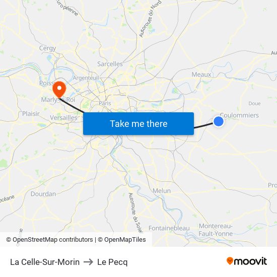 La Celle-Sur-Morin to Le Pecq map