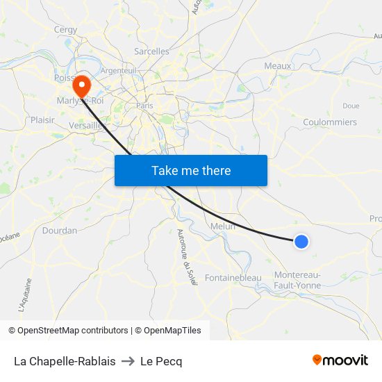 La Chapelle-Rablais to Le Pecq map