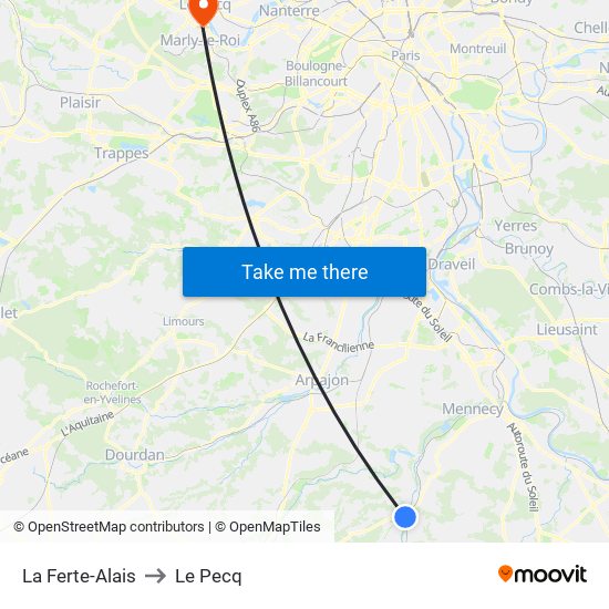 La Ferte-Alais to Le Pecq map