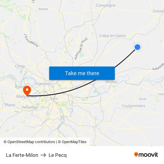 La Ferte-Milon to Le Pecq map