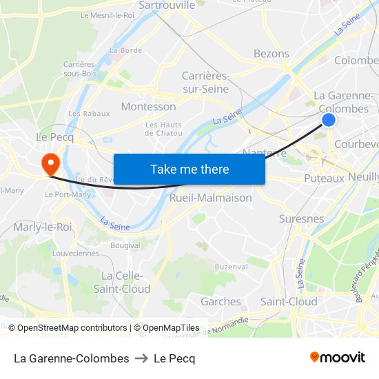 La Garenne-Colombes to Le Pecq map