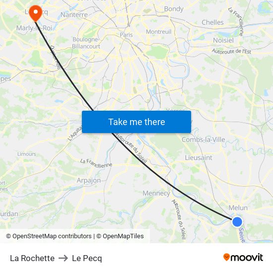 La Rochette to Le Pecq map