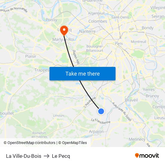 La Ville-Du-Bois to Le Pecq map