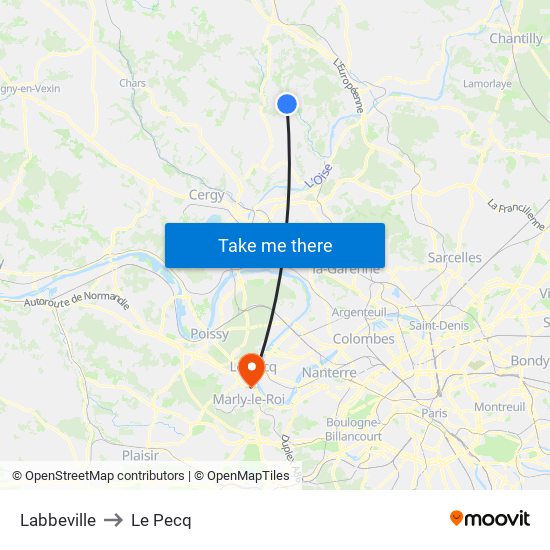 Labbeville to Le Pecq map