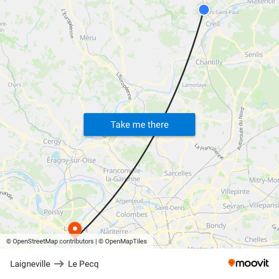 Laigneville to Le Pecq map