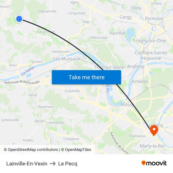 Lainville-En-Vexin to Le Pecq map