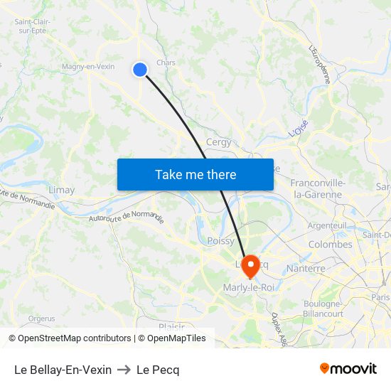 Le Bellay-En-Vexin to Le Pecq map