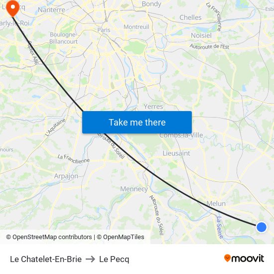 Le Chatelet-En-Brie to Le Pecq map