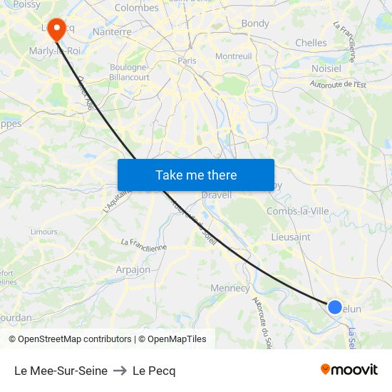 Le Mee-Sur-Seine to Le Pecq map