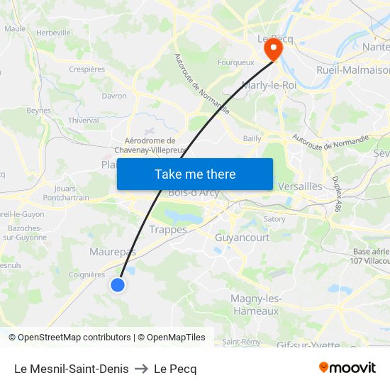 Le Mesnil-Saint-Denis to Le Pecq map