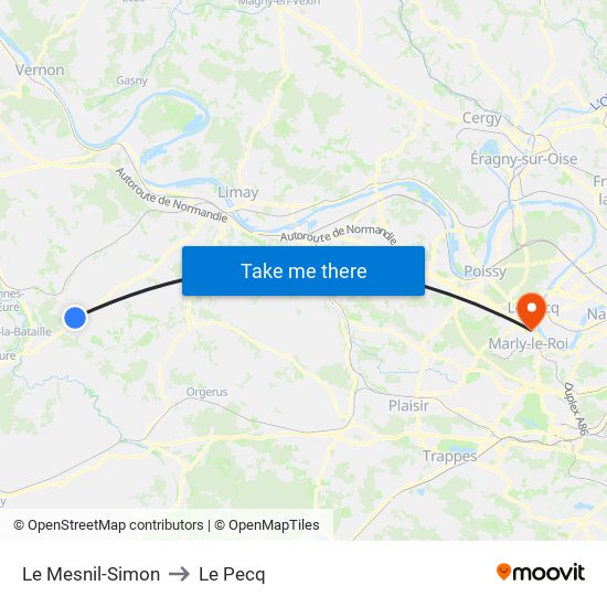 Le Mesnil-Simon to Le Pecq map