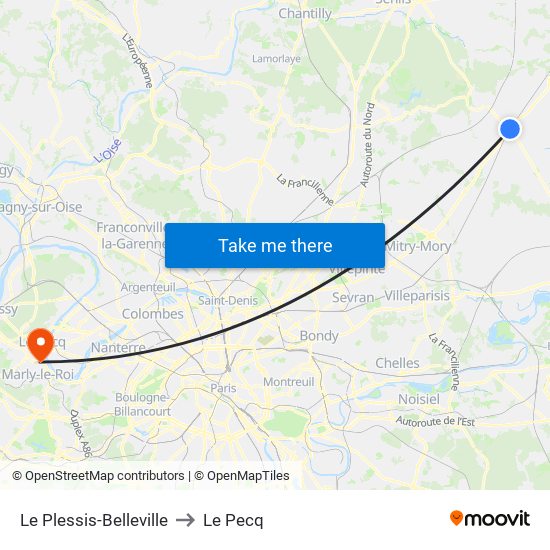 Le Plessis-Belleville to Le Pecq map