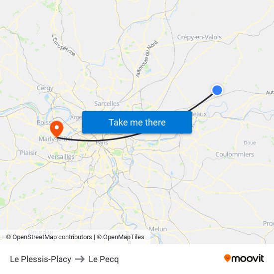 Le Plessis-Placy to Le Pecq map