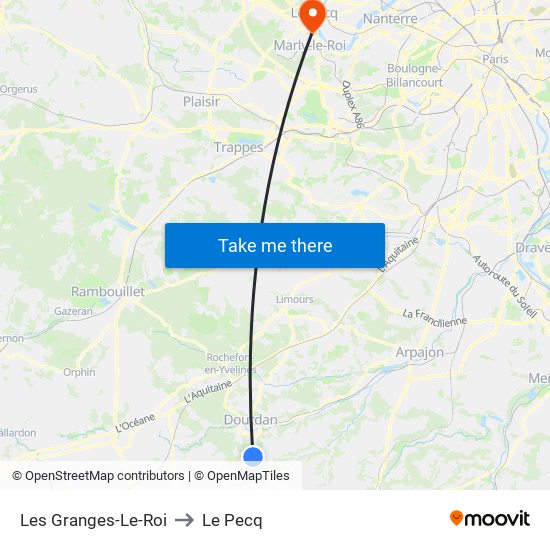 Les Granges-Le-Roi to Le Pecq map