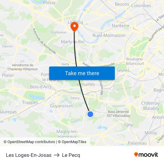 Les Loges-En-Josas to Le Pecq map