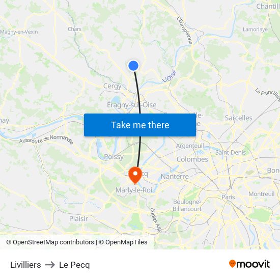 Livilliers to Le Pecq map