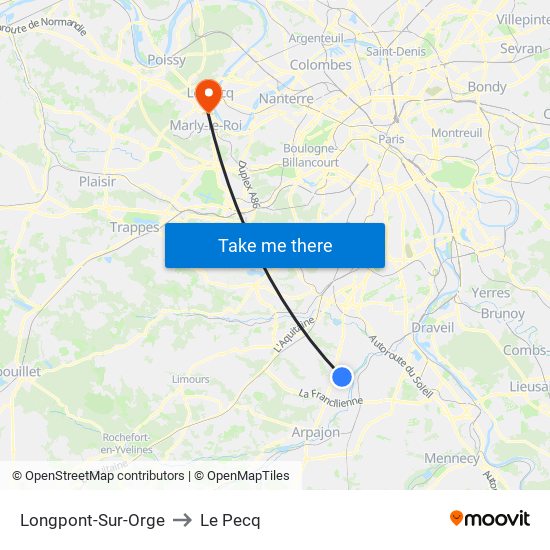 Longpont-Sur-Orge to Le Pecq map