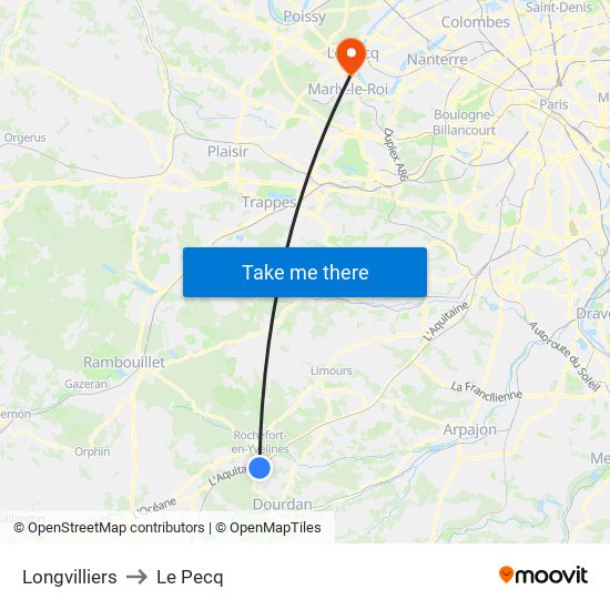 Longvilliers to Le Pecq map