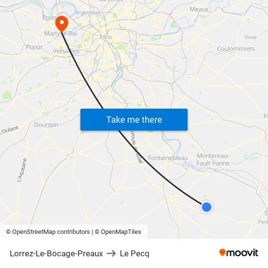 Lorrez-Le-Bocage-Preaux to Le Pecq map