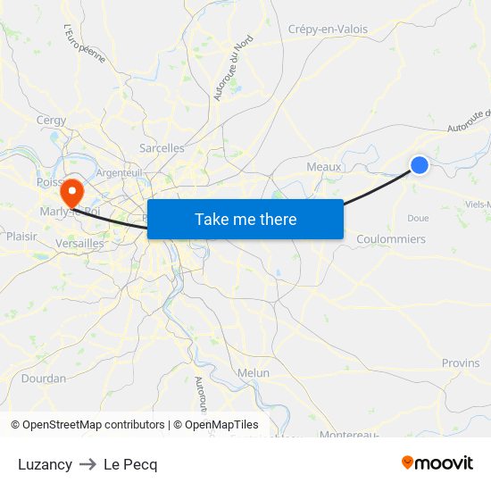 Luzancy to Le Pecq map