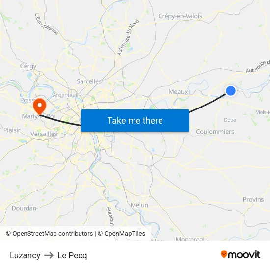 Luzancy to Le Pecq map