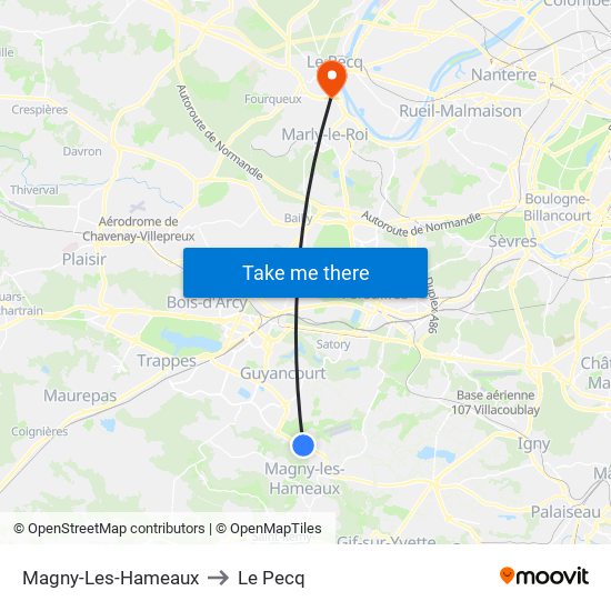 Magny-Les-Hameaux to Le Pecq map