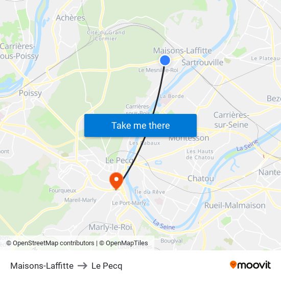 Maisons-Laffitte to Le Pecq map