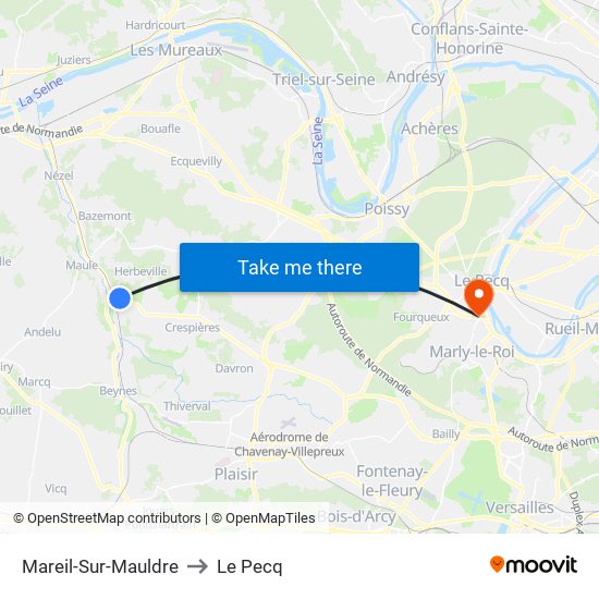 Mareil-Sur-Mauldre to Le Pecq map