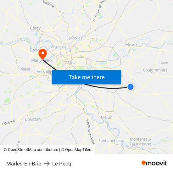 Marles-En-Brie to Le Pecq map