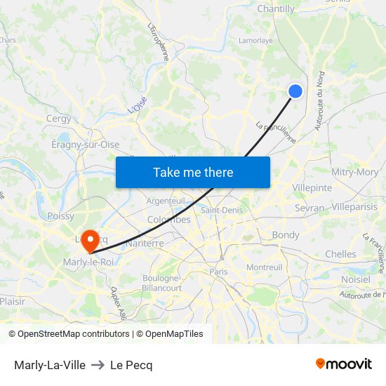 Marly-La-Ville to Le Pecq map