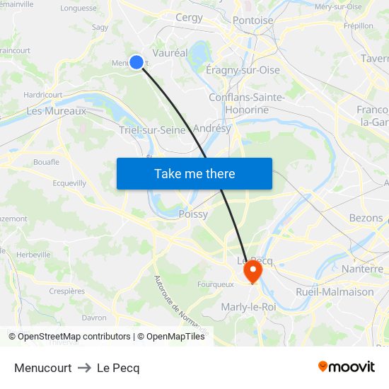 Menucourt to Le Pecq map