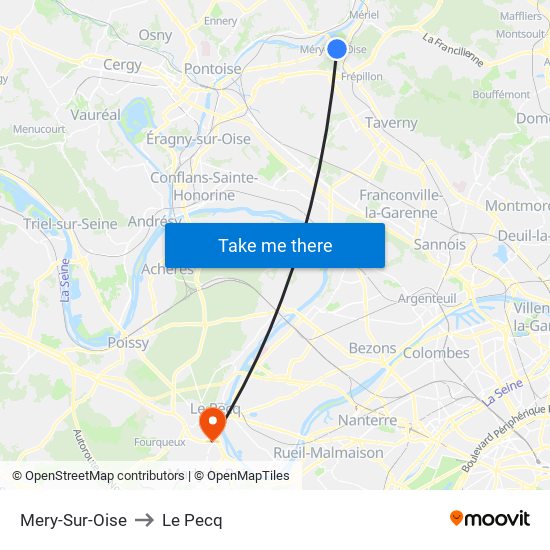 Mery-Sur-Oise to Le Pecq map