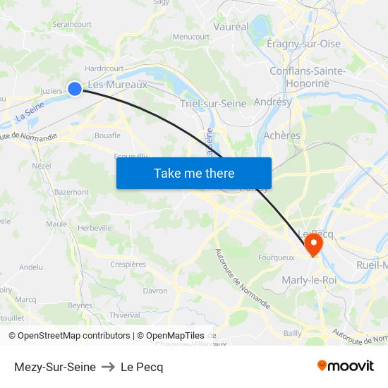 Mezy-Sur-Seine to Le Pecq map