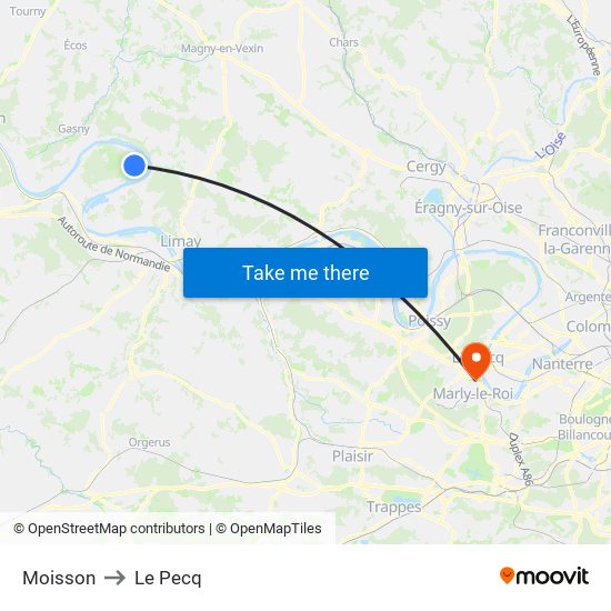 Moisson to Le Pecq map