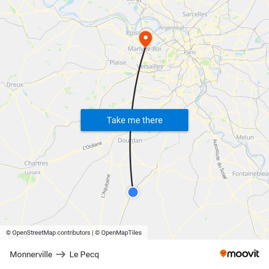 Monnerville to Le Pecq map