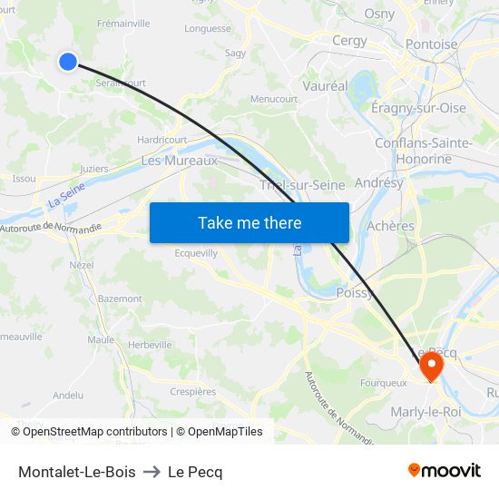 Montalet-Le-Bois to Le Pecq map