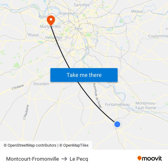 Montcourt-Fromonville to Le Pecq map