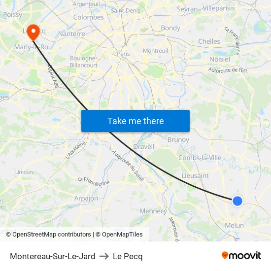 Montereau-Sur-Le-Jard to Le Pecq map