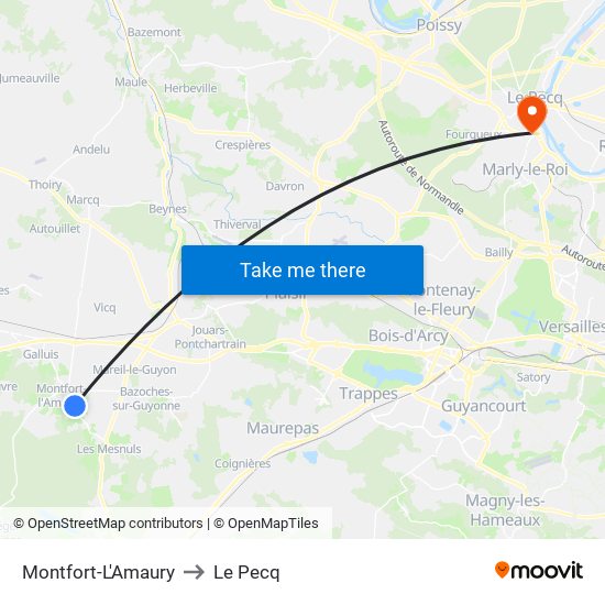 Montfort-L'Amaury to Le Pecq map