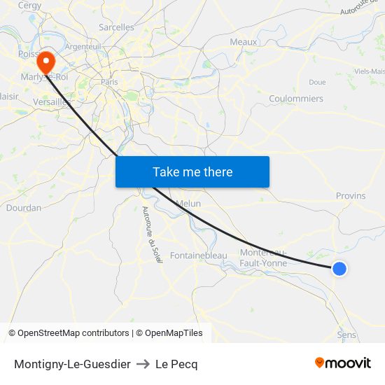 Montigny-Le-Guesdier to Le Pecq map