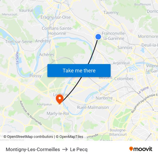 Montigny-Les-Cormeilles to Le Pecq map
