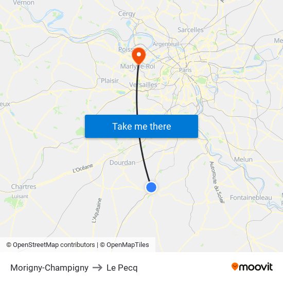 Morigny-Champigny to Le Pecq map