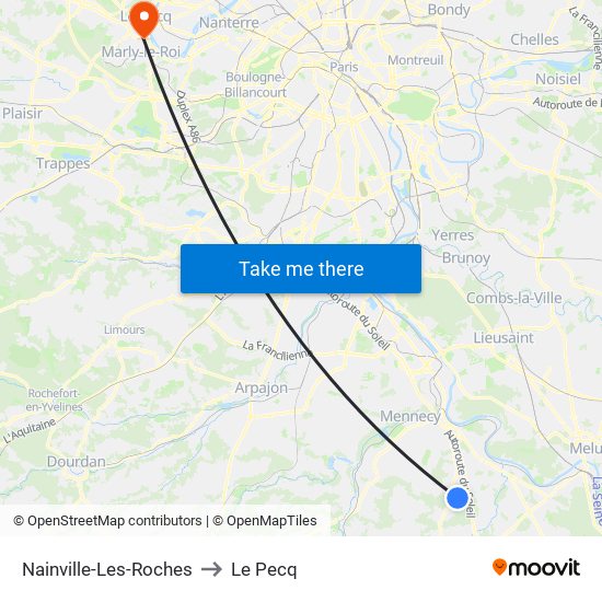 Nainville-Les-Roches to Le Pecq map