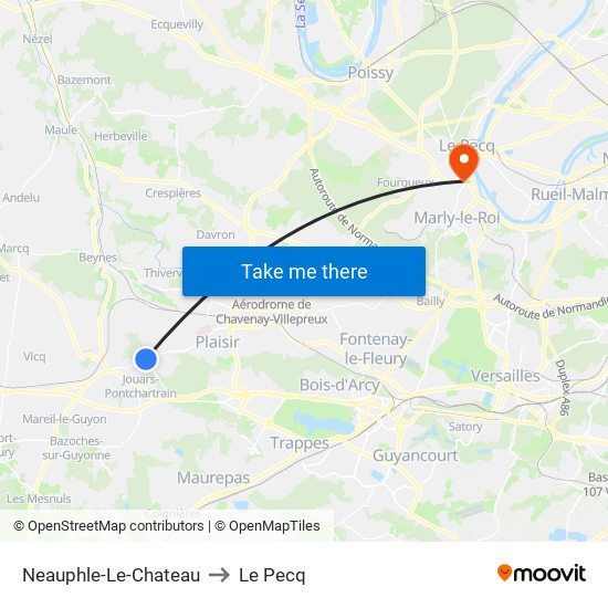 Neauphle-Le-Chateau to Le Pecq map