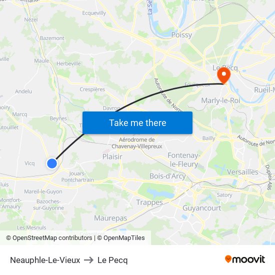 Neauphle-Le-Vieux to Le Pecq map