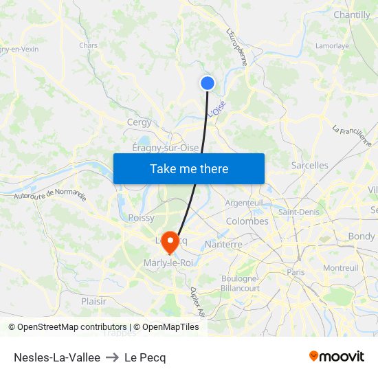 Nesles-La-Vallee to Le Pecq map