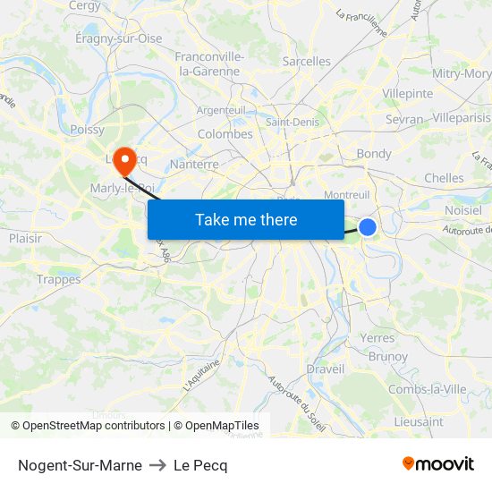 Nogent-Sur-Marne to Le Pecq map