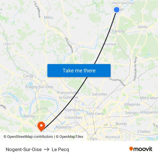 Nogent-Sur-Oise to Le Pecq map